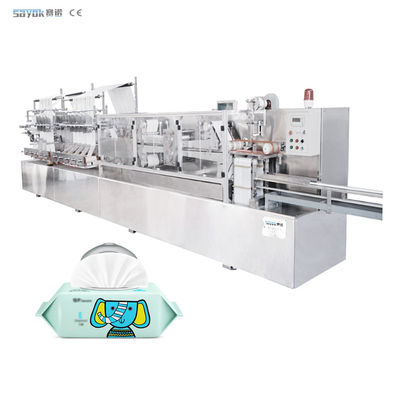250-350 Cut/Min Máquina de Fabricação de Limpezas Molhadas de Alta Velocidade 220v Linha de Embalagem Automática Completa